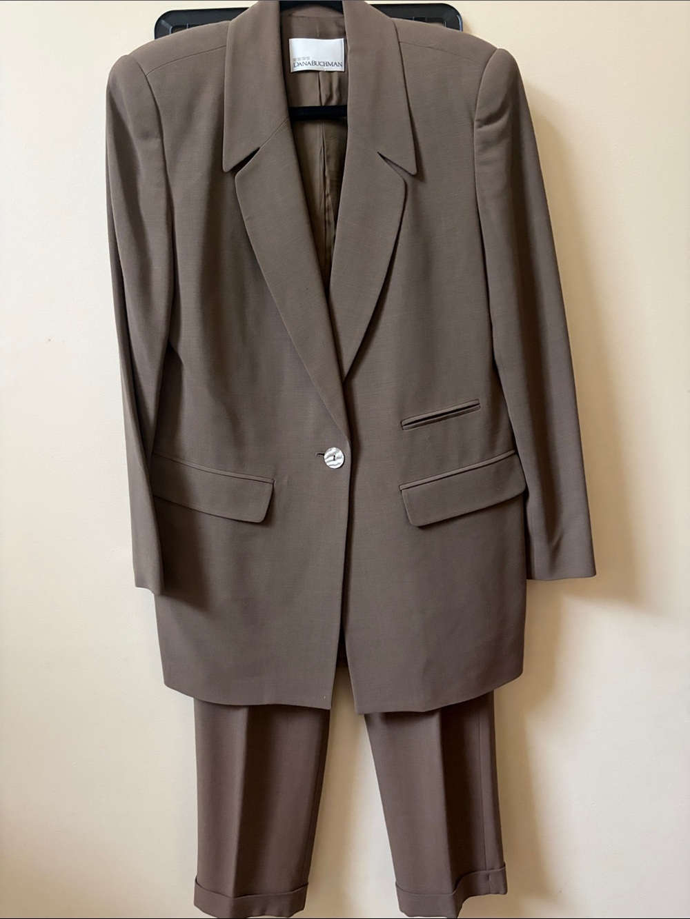 Dana Buchman Taupe Brown Two-Piece Women's Suit Blazer & Trousers